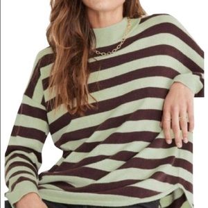 green and brown striped madewell sweater